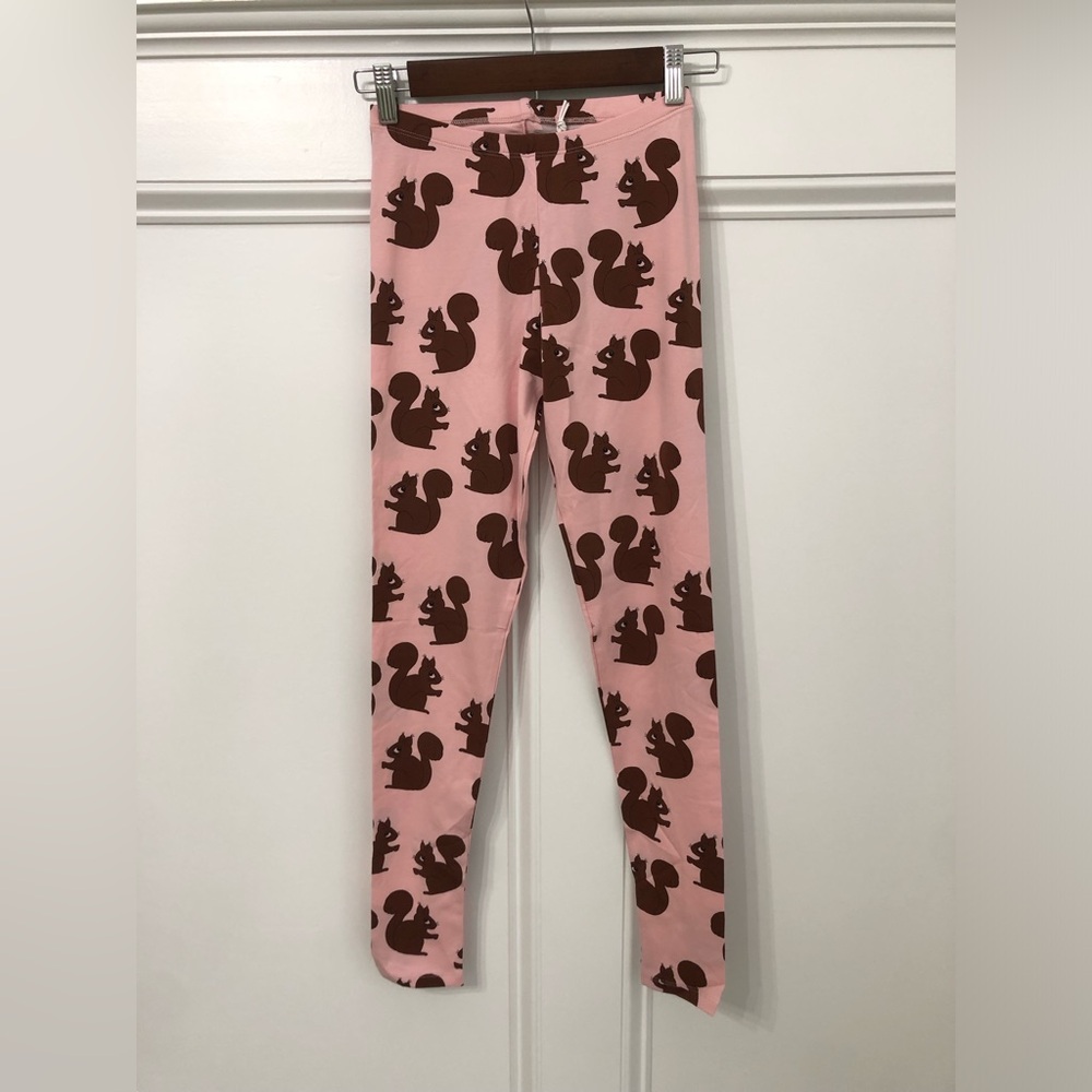 Mini Rodini Pink Leggings with Brown Squirrel Print